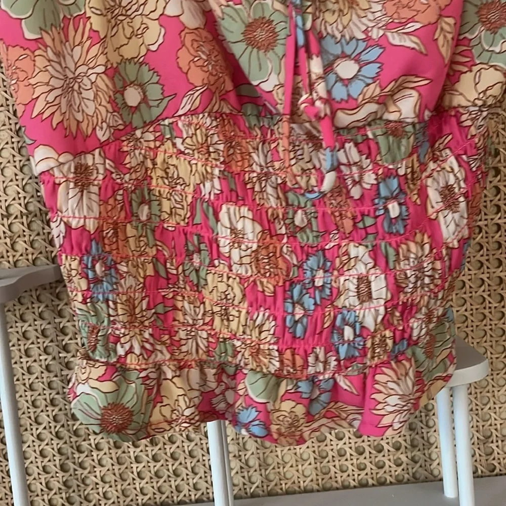 Sienna Sky Pink floral Ruffled Bustier Camisole tank top - Picture 4 of 9